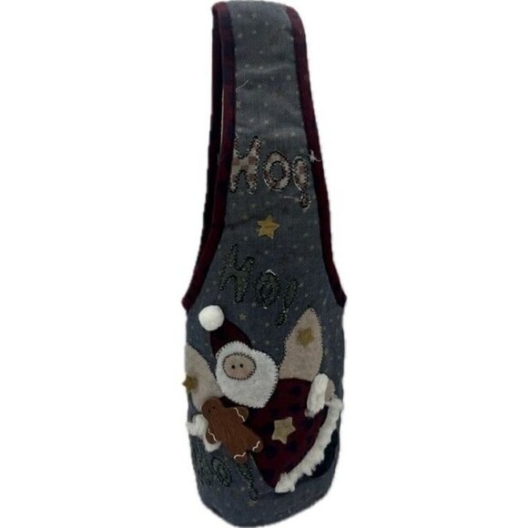 Santa Claus Wine Bottle Cover Gift Bag Decor with Handle - Holiday - 13" Tall - Picture 1 of 3